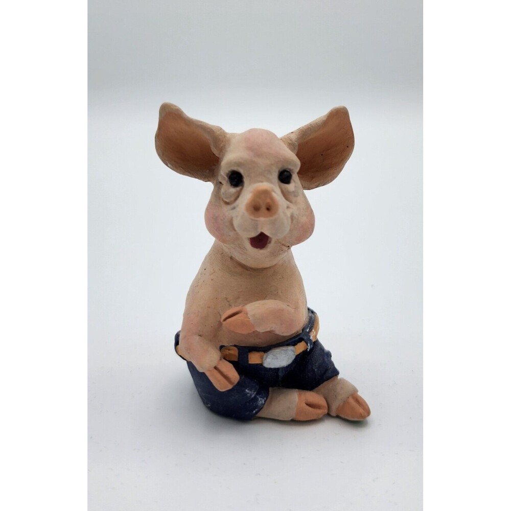 Sitting Pig Calabar Creations Pig Hollow Pete Apsit figurine 1994 Vintage